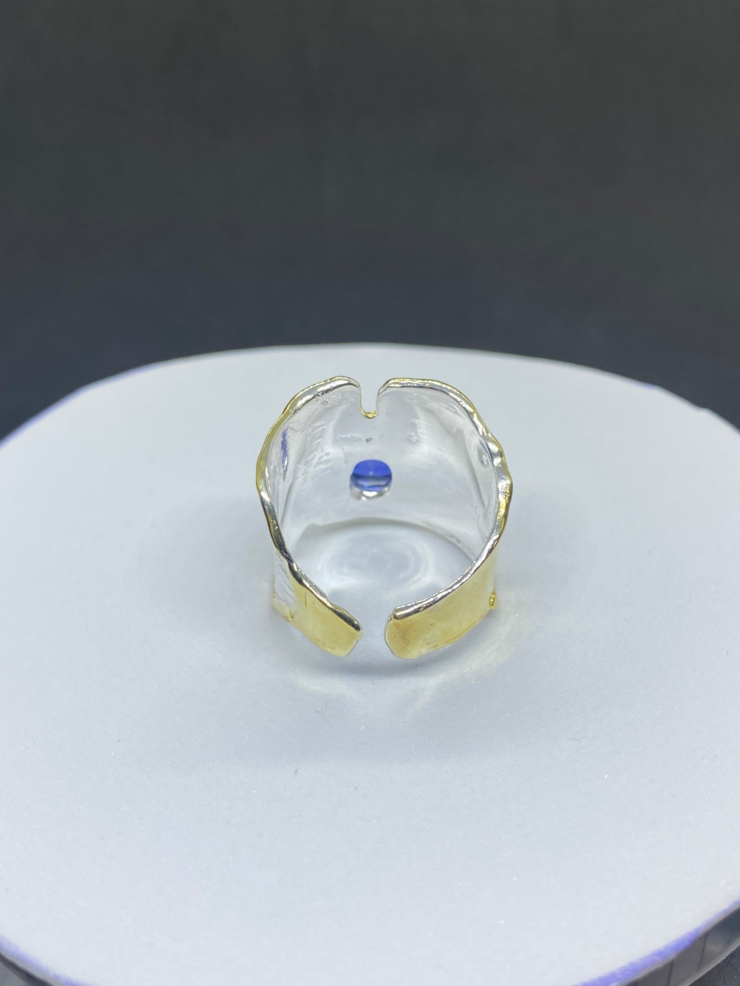 Handmade Organic 14K Gold Plated Amethyst Ring – Nickel-Free Brass Statement Ring, Chunky Purple Stone Adjustable Boho Jewelry (Kopya)